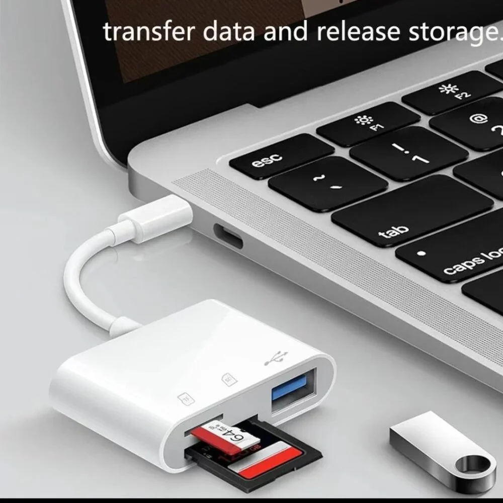 3 in 1 USB C adapter: USB A port, SD port, TD port